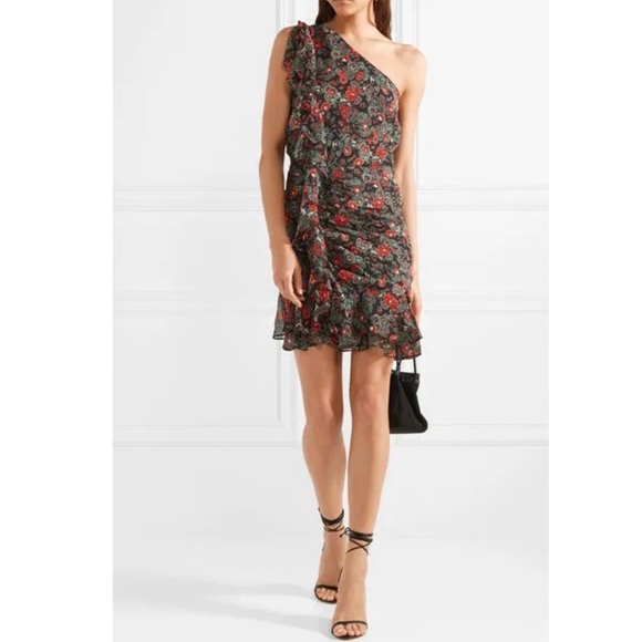 Veronica Beard One-Shoulder Floral Silk Mini Dress - Picture 5 of 12